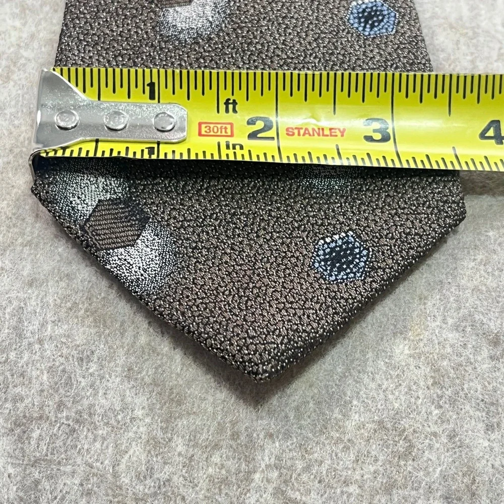 Carlo Palazzi 100% Italian Silk Tie Brown Geometric 3.5